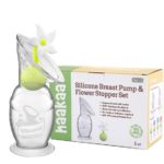 Silicone Breast Pump 150ml  & Stopper Gift Box, White - HaaKaa