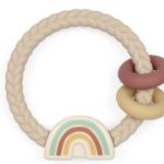 Rattle With Teething Ring, Rainbow Neutral - Itzy Ritzy