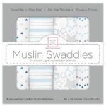 Swaddle Blankets Starshine Shimmer, Blue (Set of 4) - Swaddle Design