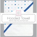 Muslin & Terry Hooded Towel Tiny Triangle Shimmer, Blue - Swaddle Design