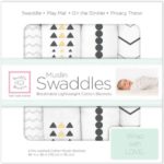Muslin Swaddle Blankets Gold and Graphite with Shimmer (Set of 4) - Swaddle Design