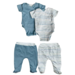 Winged Bodysuit & Footie Pants Chambray Waves, Small 0-3m - Mama Coco