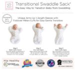Transitional Swaddle Sack Arms Up 1/2 Length Sleeves & Mitten Cuffs, Classic Polka Dots, Sterling - Swaddle Design - Image 4