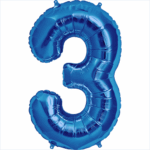 Blue Number 3 and 4 Foil Balloons