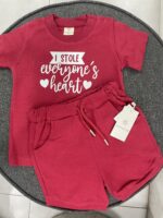 T-Shirt Short Set, Maroon 2-3y - BabyCosy - Image 2